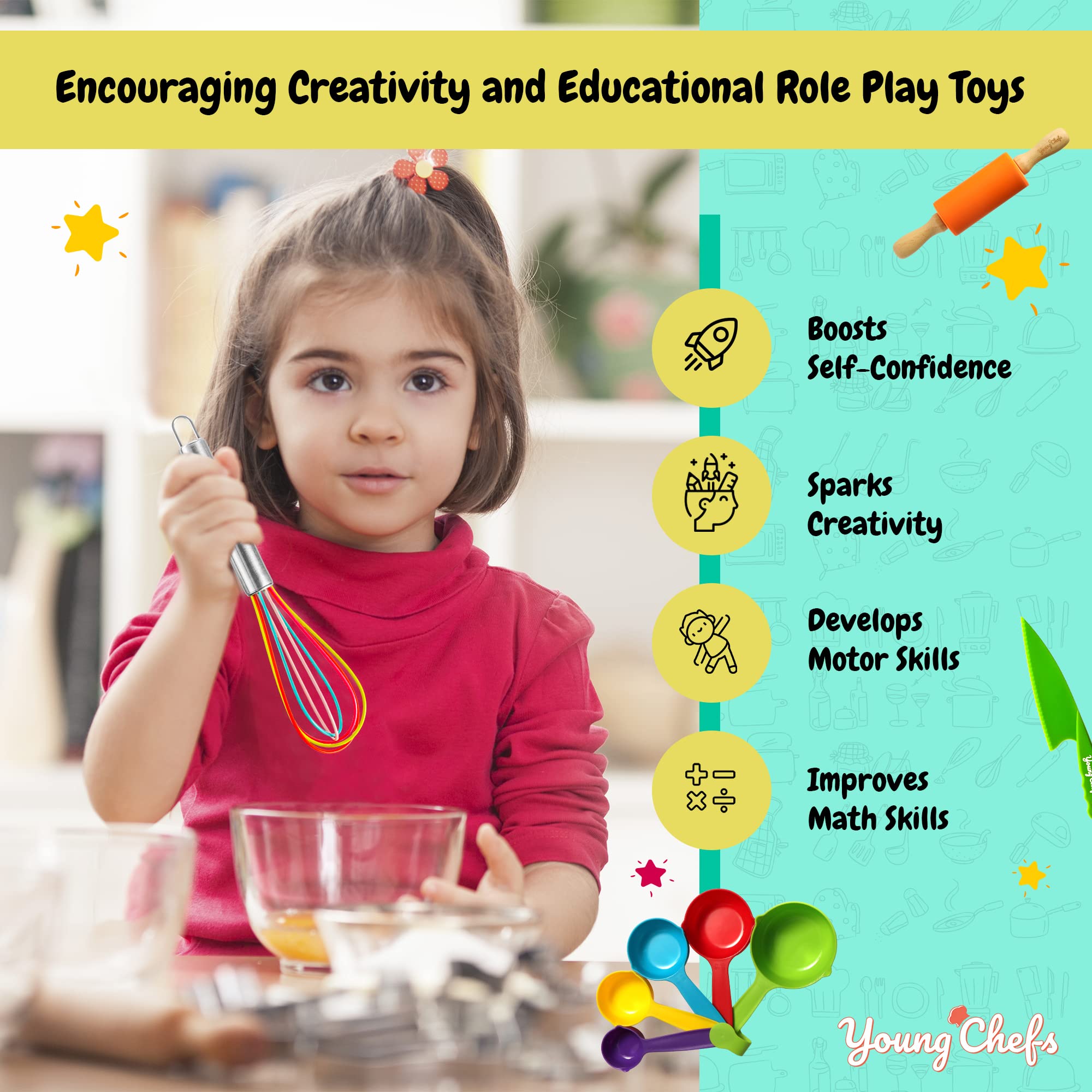 Culinary Couture measuring cups support accurate ingredient measurements for kids