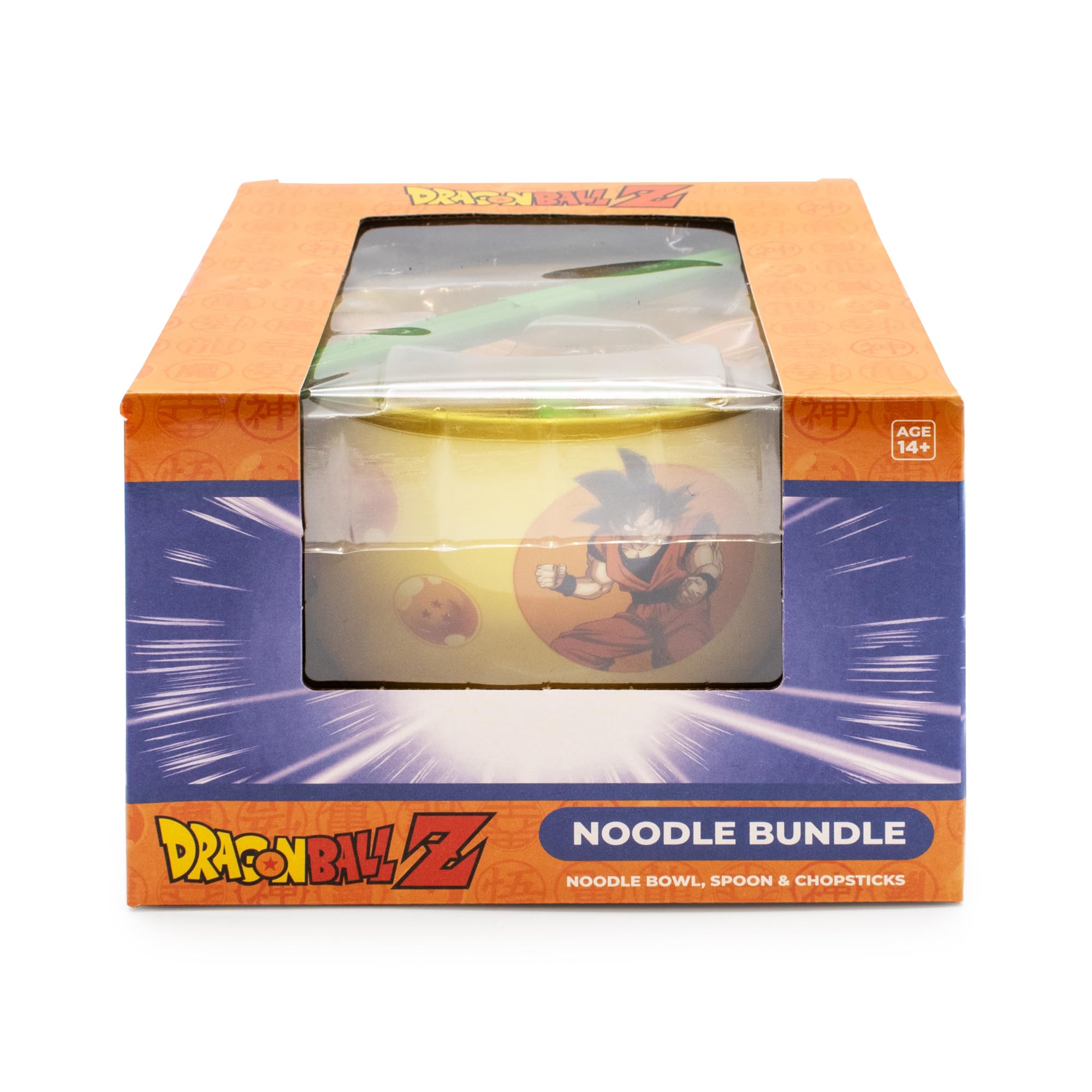 Culture Fly Dragon Ball Z ramen bowl displayed on a kitchen shelf for collectors.