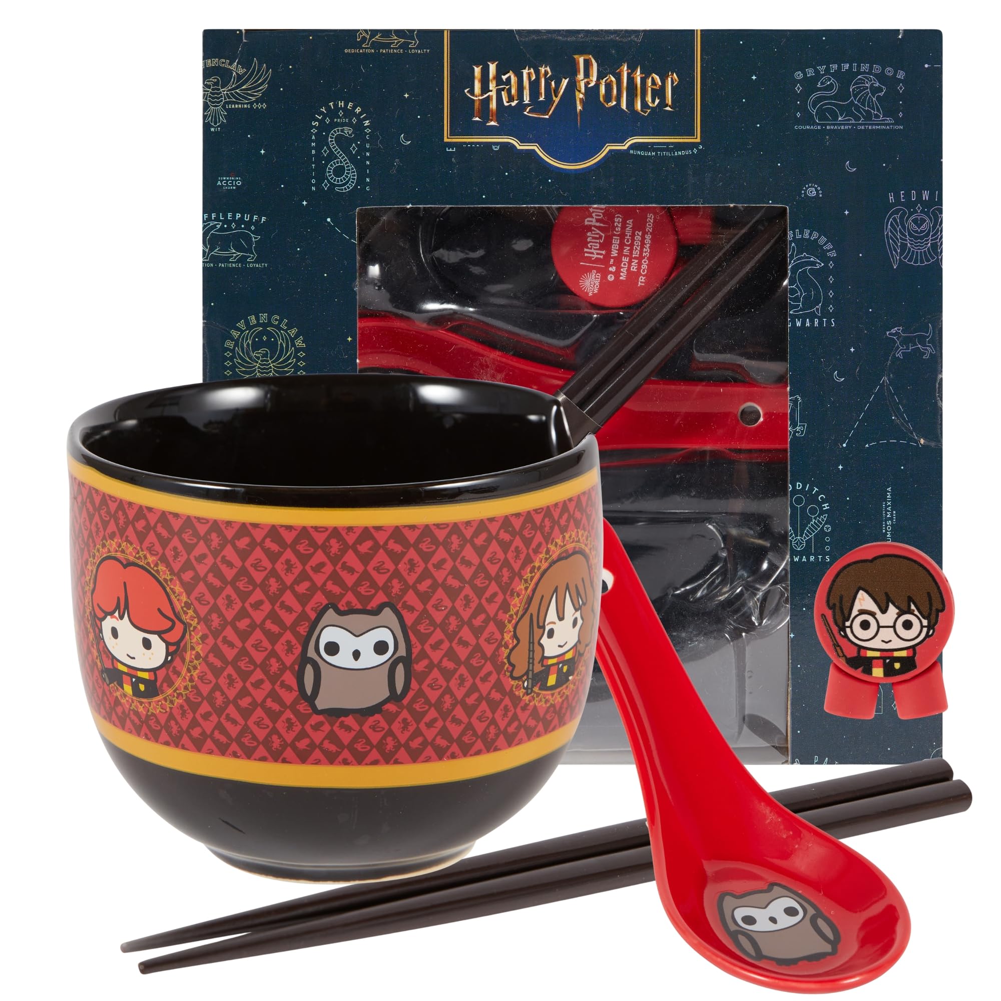 Culture Fly Harry Potter ramen bowl front view with Hogwarts emblems for cozy meals