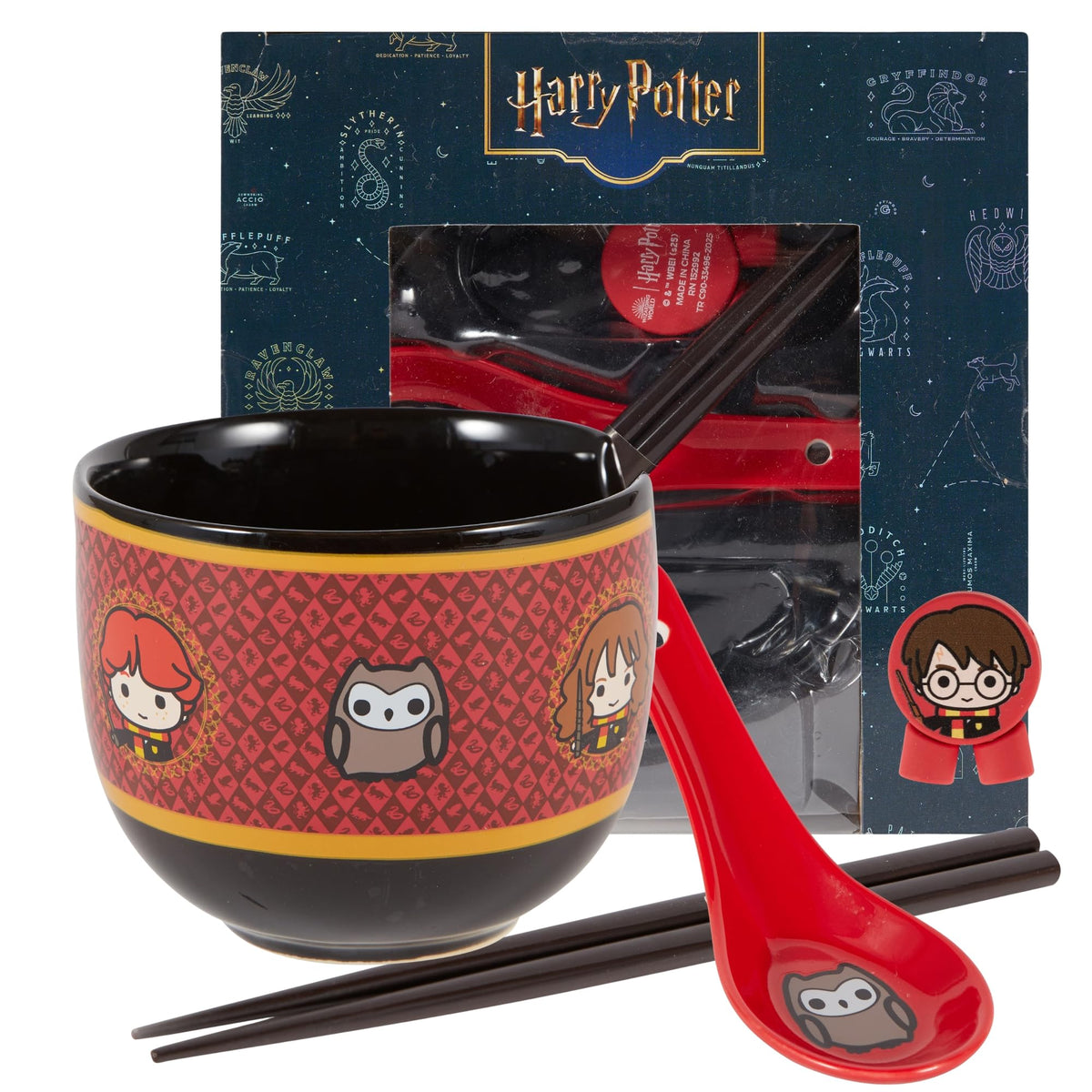 Culture Fly Harry Potter ramen bowl front view with Hogwarts emblems for cozy meals
