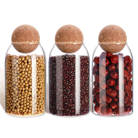 Cunhill 3-pcs glass jars with ball cork lids for airtight storage