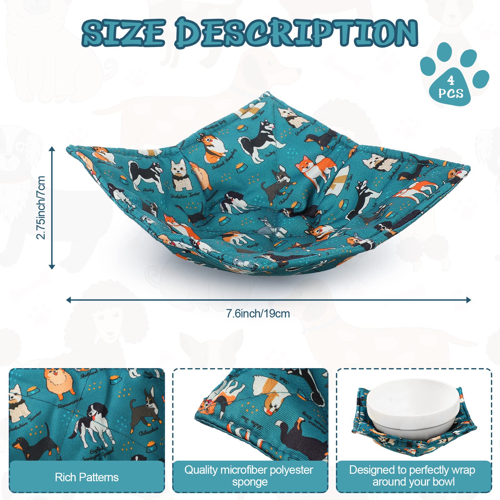 Cunhill four-pack dog-pattern potholders keep surfaces safe from heat