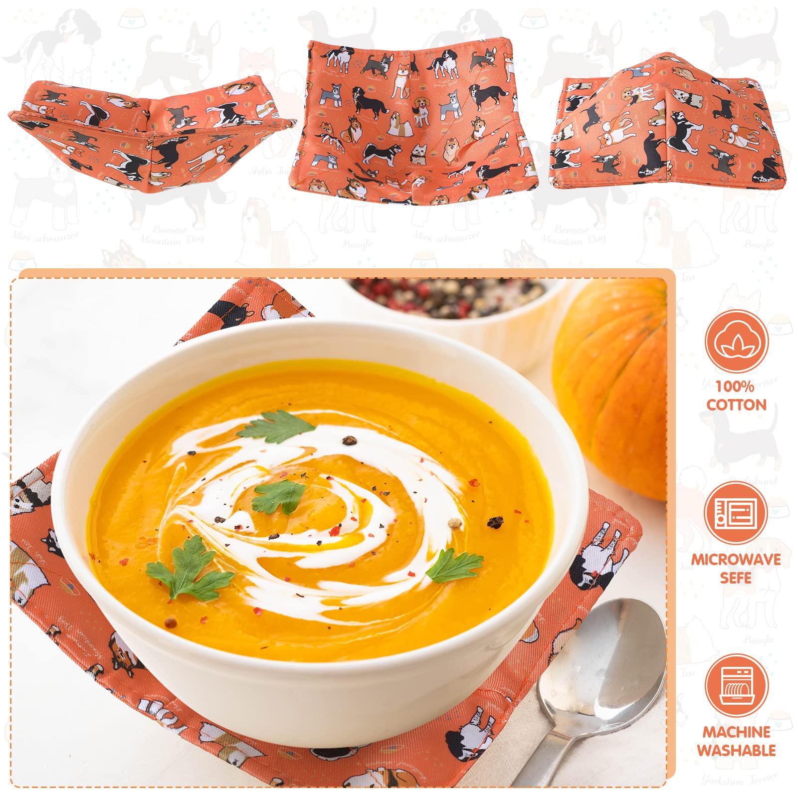 Cunhill quilted bowl holders offer heat resistance for easy serving