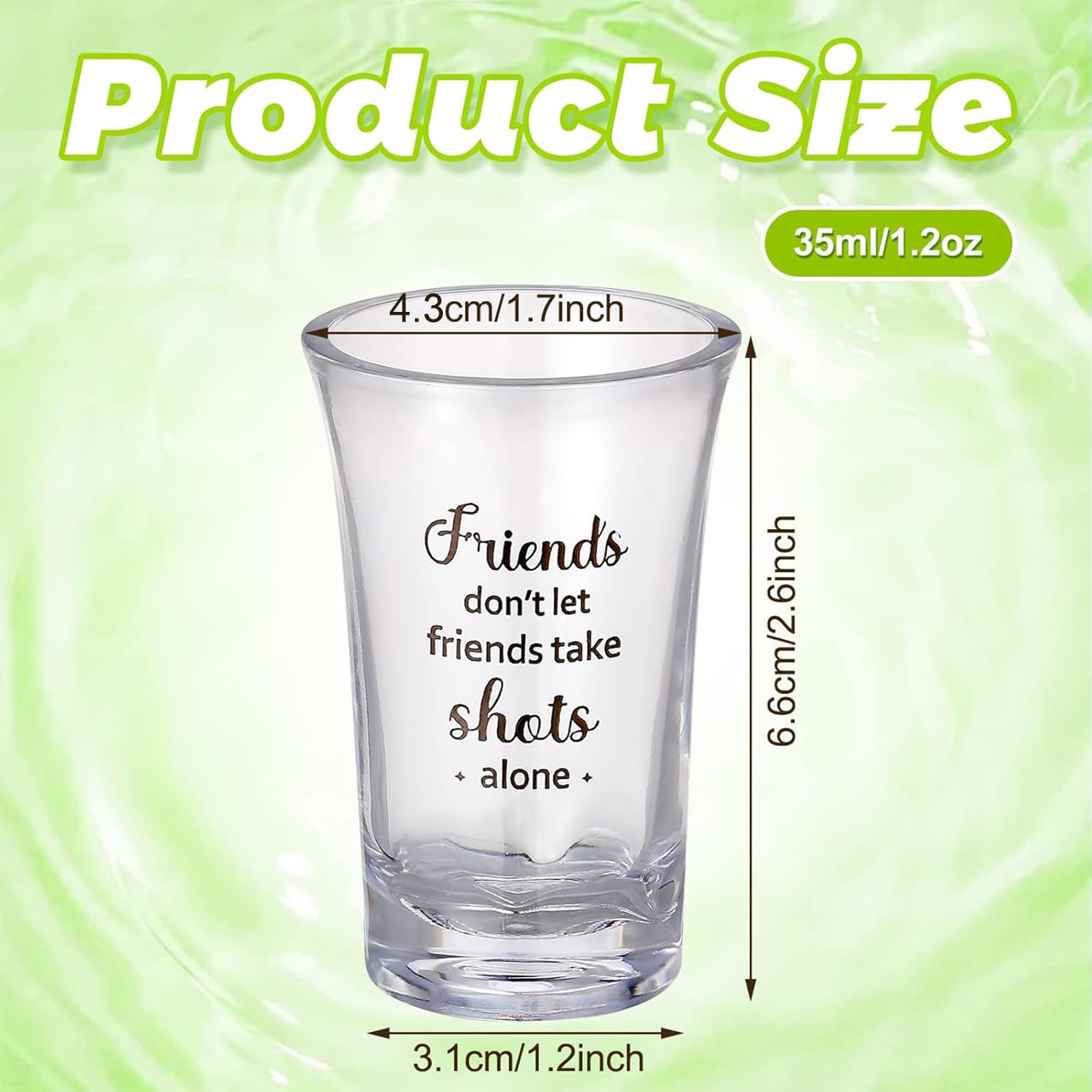 Cunhill acrylic party shot glasses with quotes, great for celebrations.