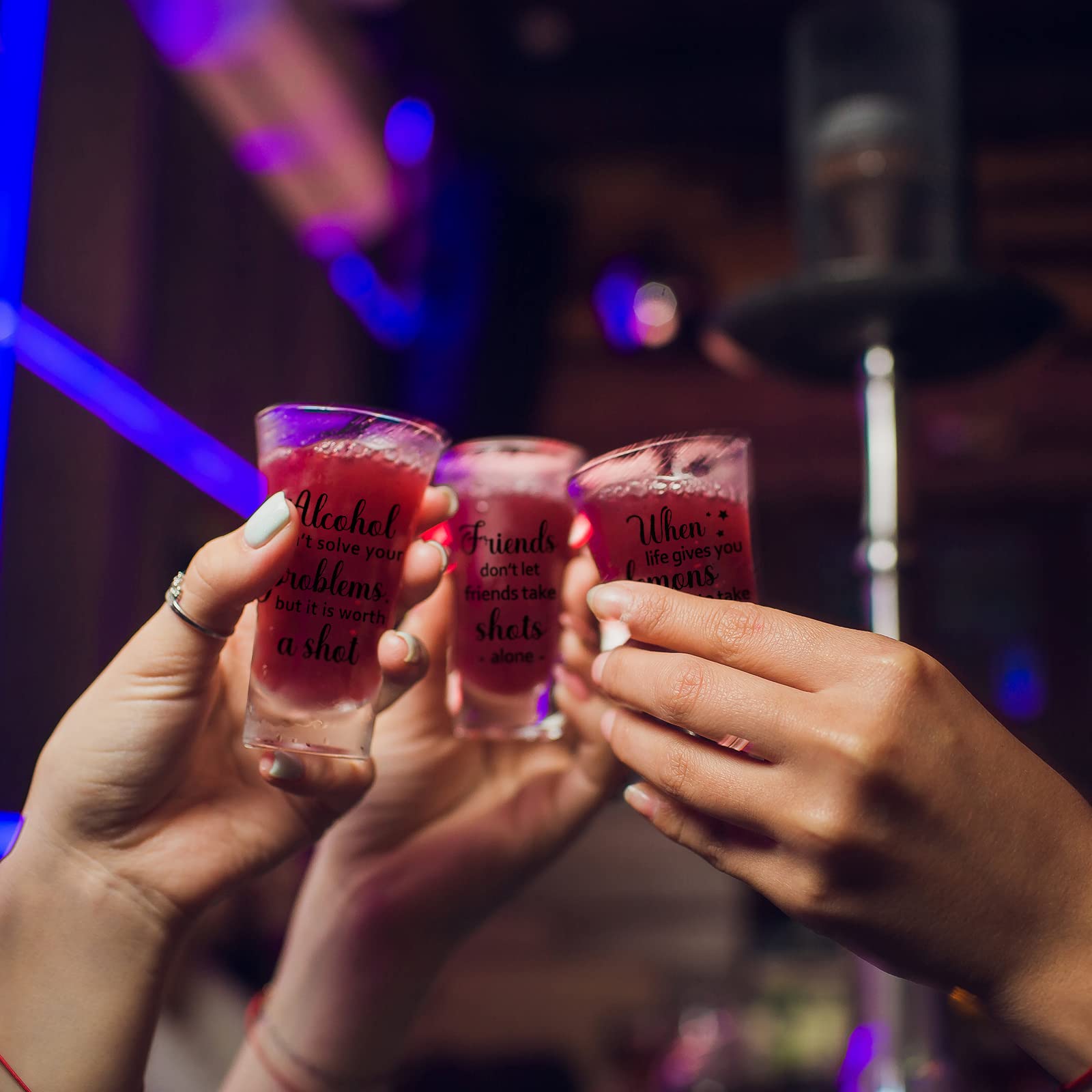Cunhill shot glasses designed for birthdays and weddings with playful flair.