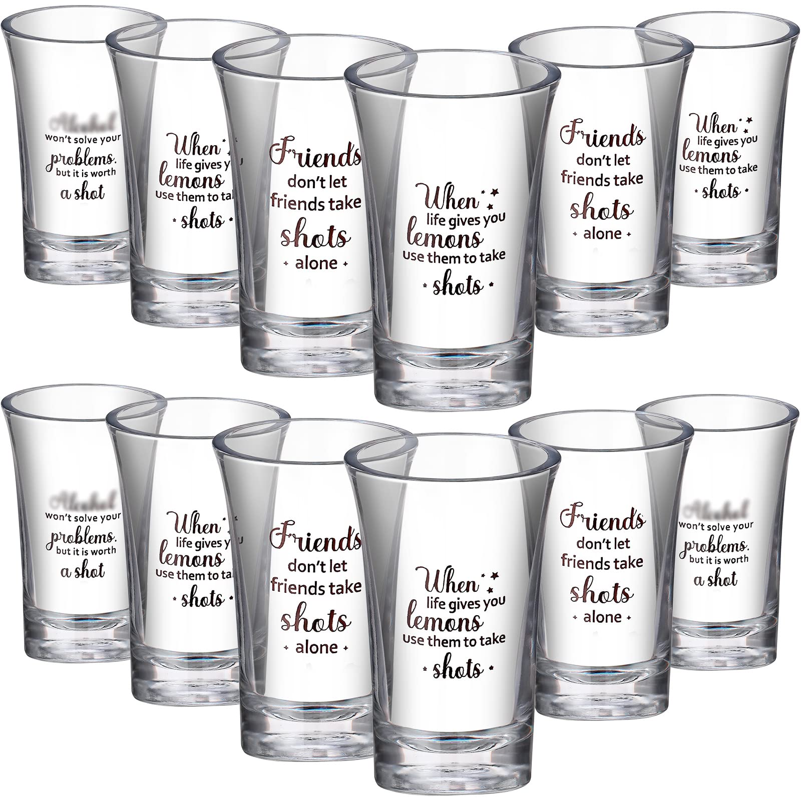 Cunhill clear acrylic shot glasses, 1.2 oz, ideal for festive toasts.