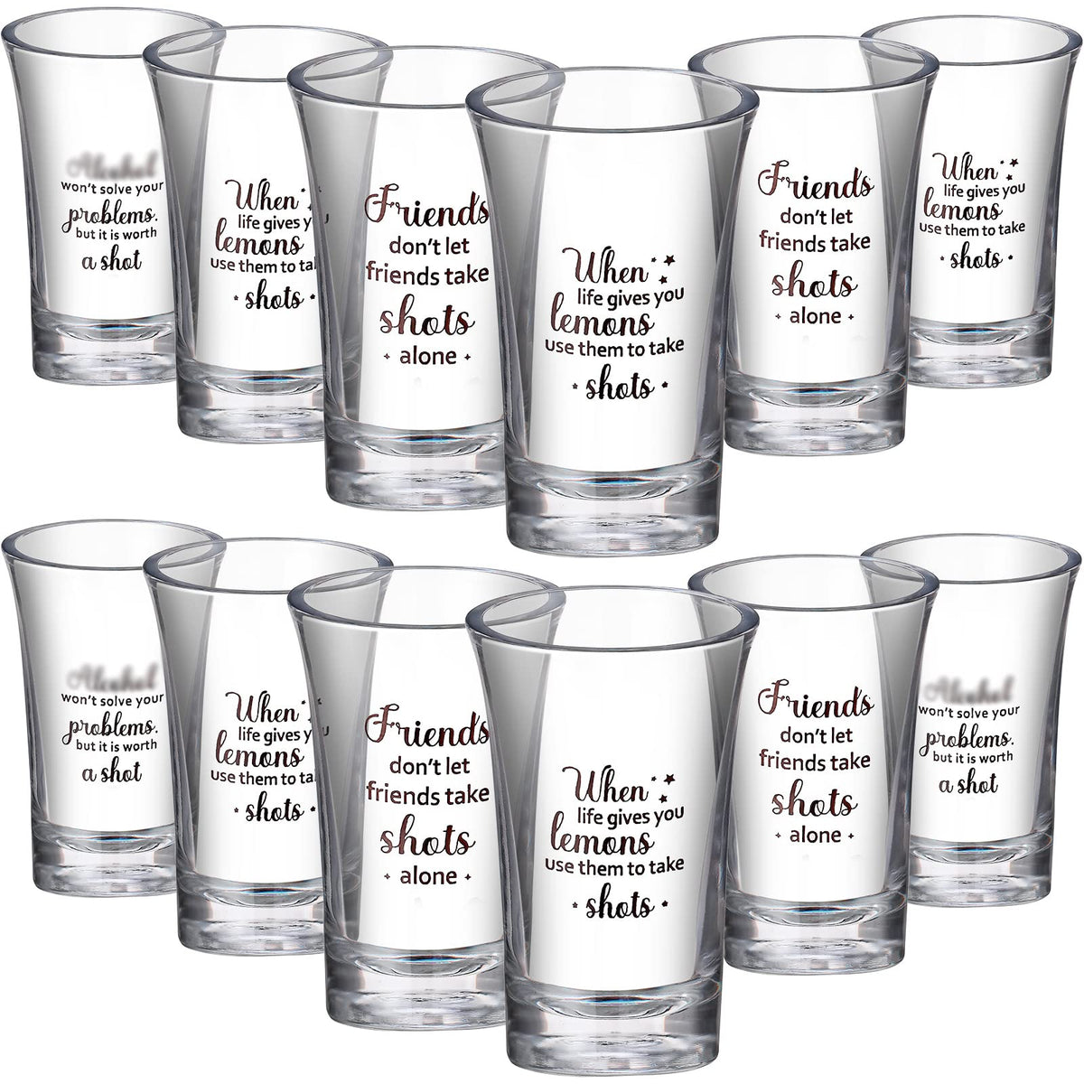 Cunhill clear acrylic shot glasses, 1.2 oz, ideal for festive toasts.