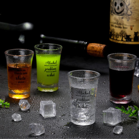 Cunhill durable plastic shot glasses, lightweight and shatter-resistant for events.