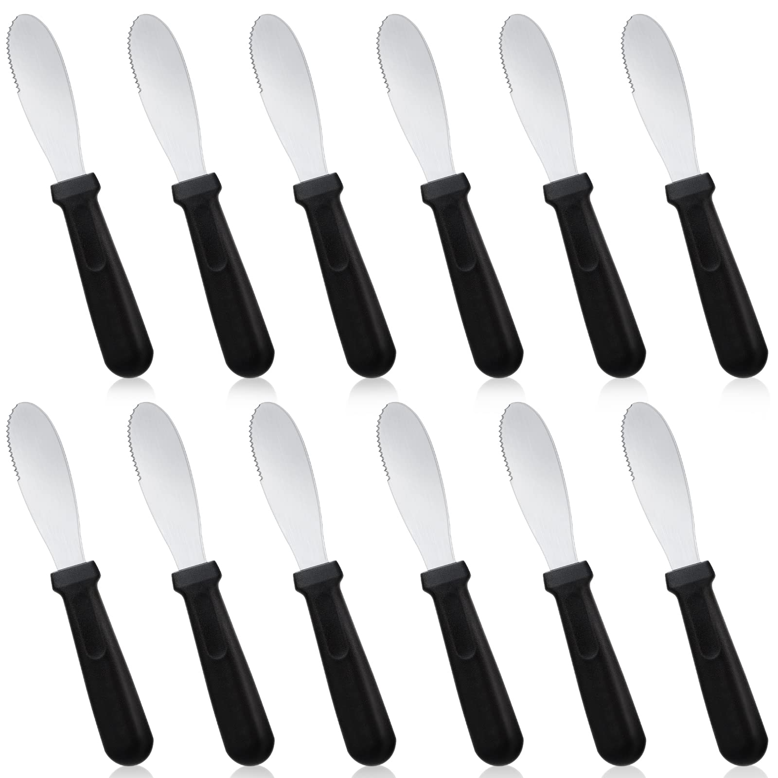 Cunno butter spreader knife set with black handles for smooth spreading