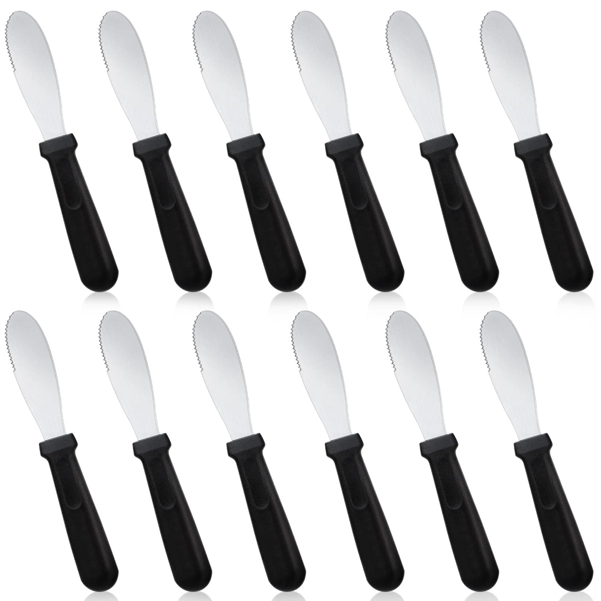 Cunno butter spreader knife set with black handles for smooth spreading