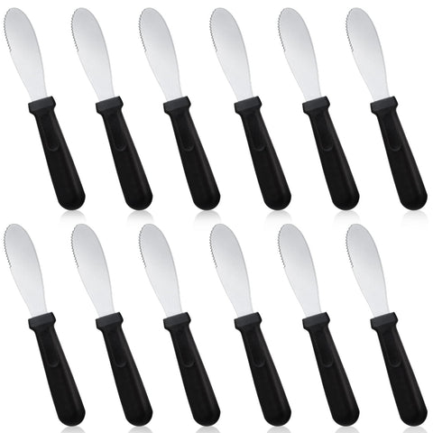 Cunno butter spreader knife set with black handles for smooth spreading