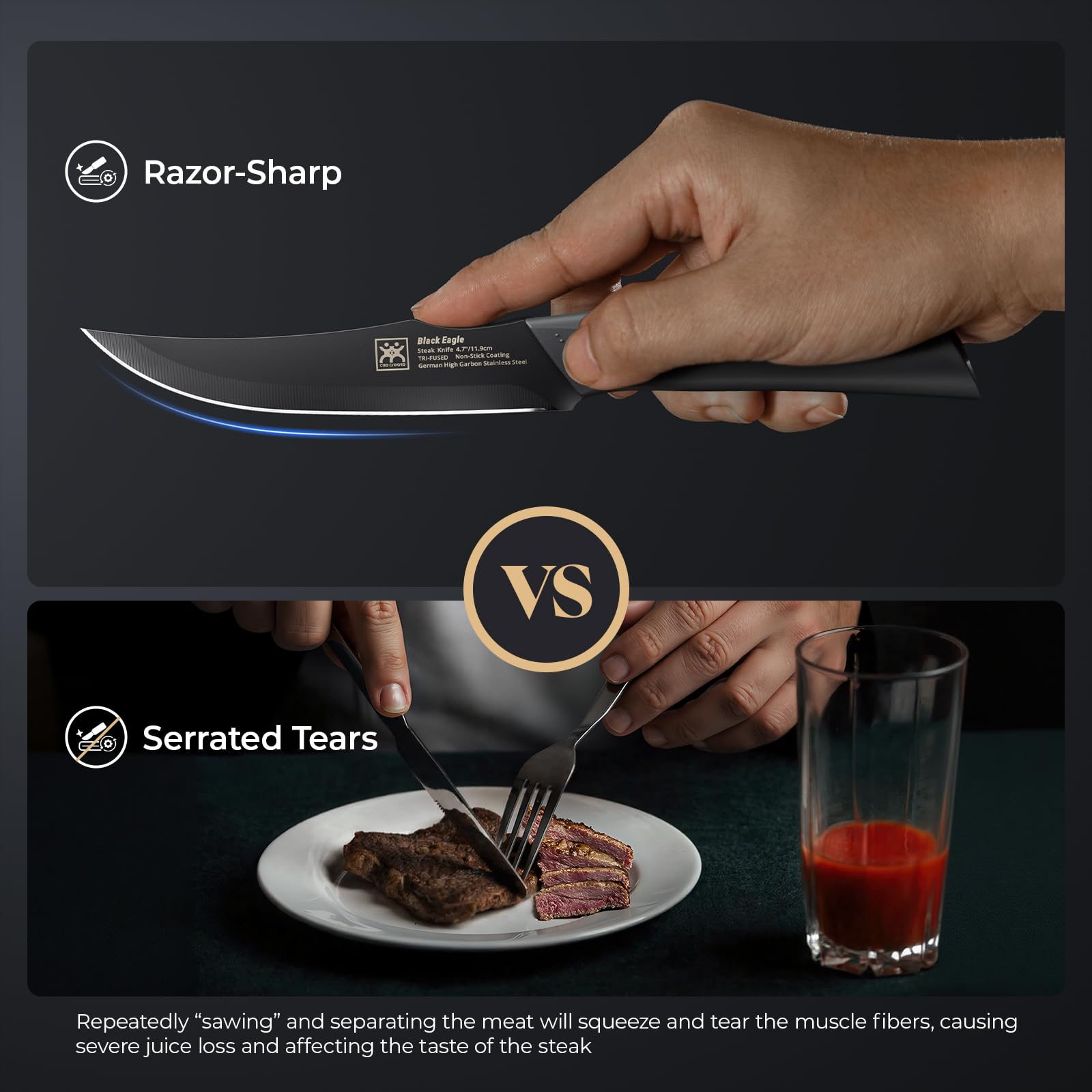 CuoCreate arc blade technology close-up highlighting effortless slicing.
