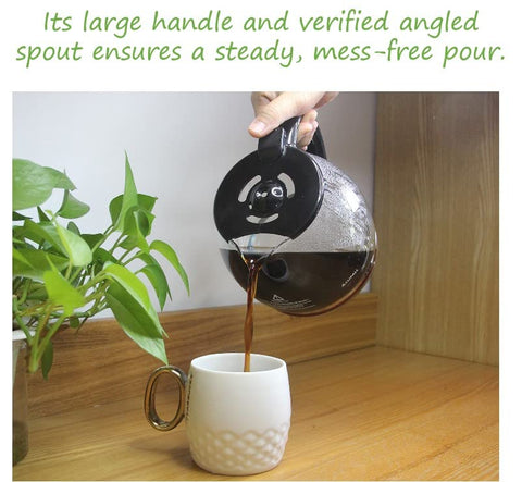 Cupall 12-cup glass carafe ready for upper-rack dishwasher cleaning.