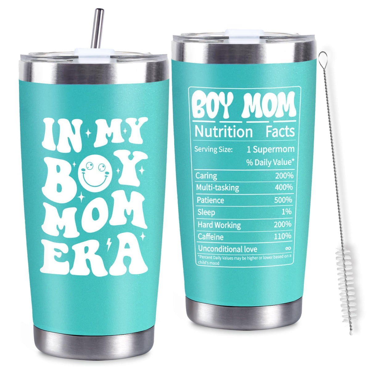 CUPLOOV In My Boy Mom Era 20oz blue tumbler for on-the-go hydration.