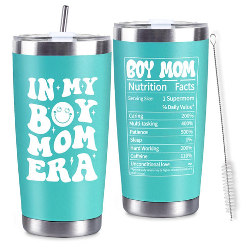 CUPLOOV In My Boy Mom Era 20oz blue tumbler for on-the-go hydration.