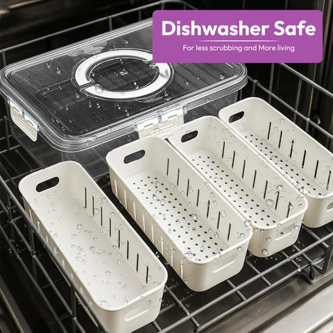Curiocuterie four-compartment organizer for sorted foods.