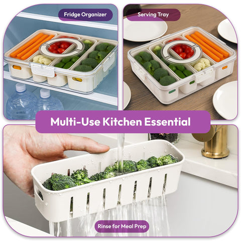 Curiocuterie fridge veggie container stackable for compact storage.