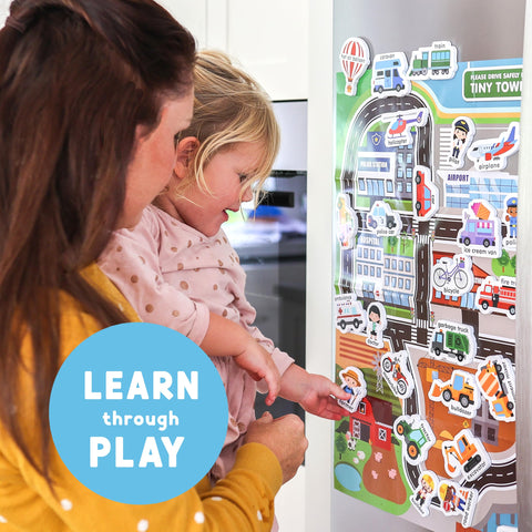 Curious Columbus magnets endure garage-door play and surface variety.