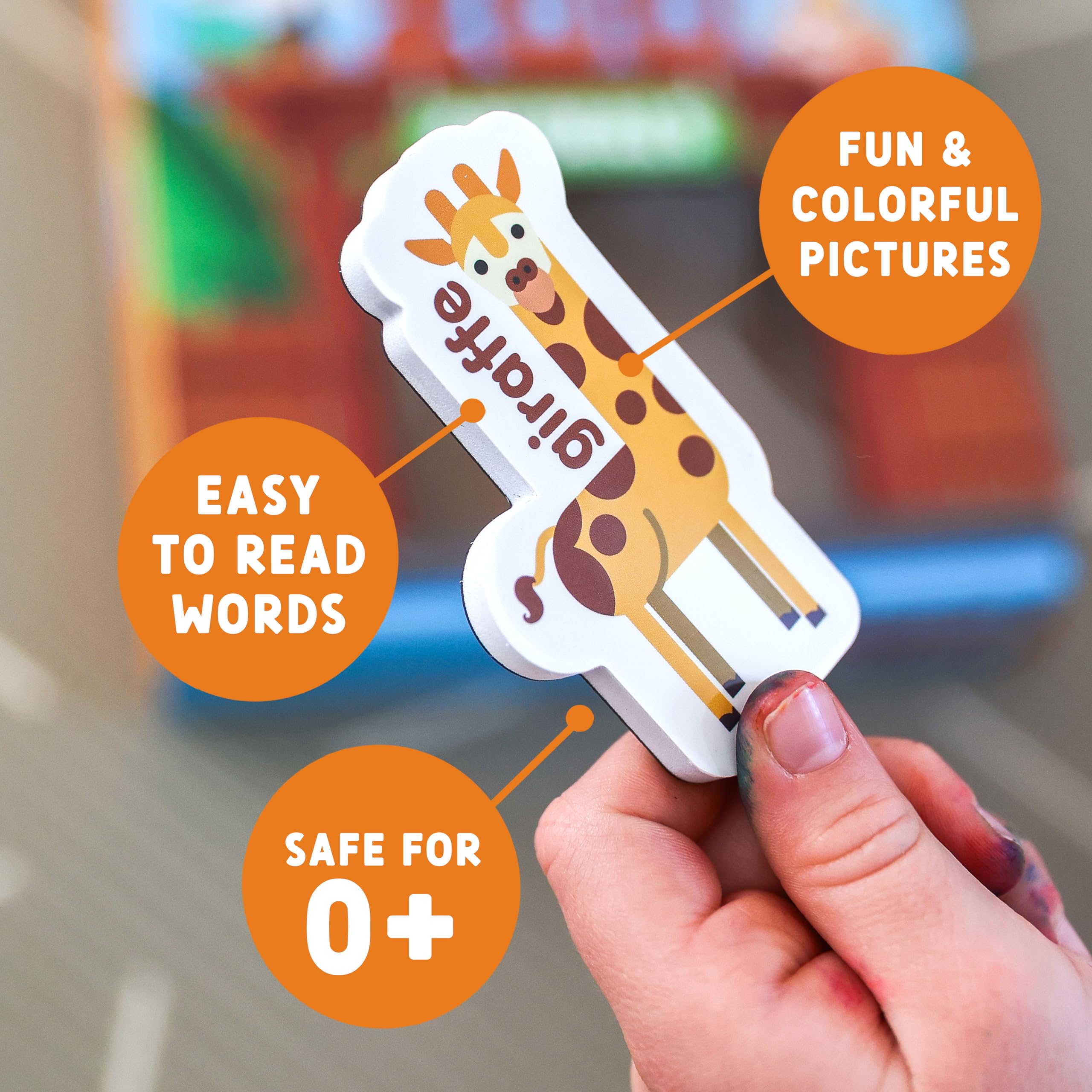 Curious Columbus monkey magnet encourages curiosity and narrative skills at snack time play.