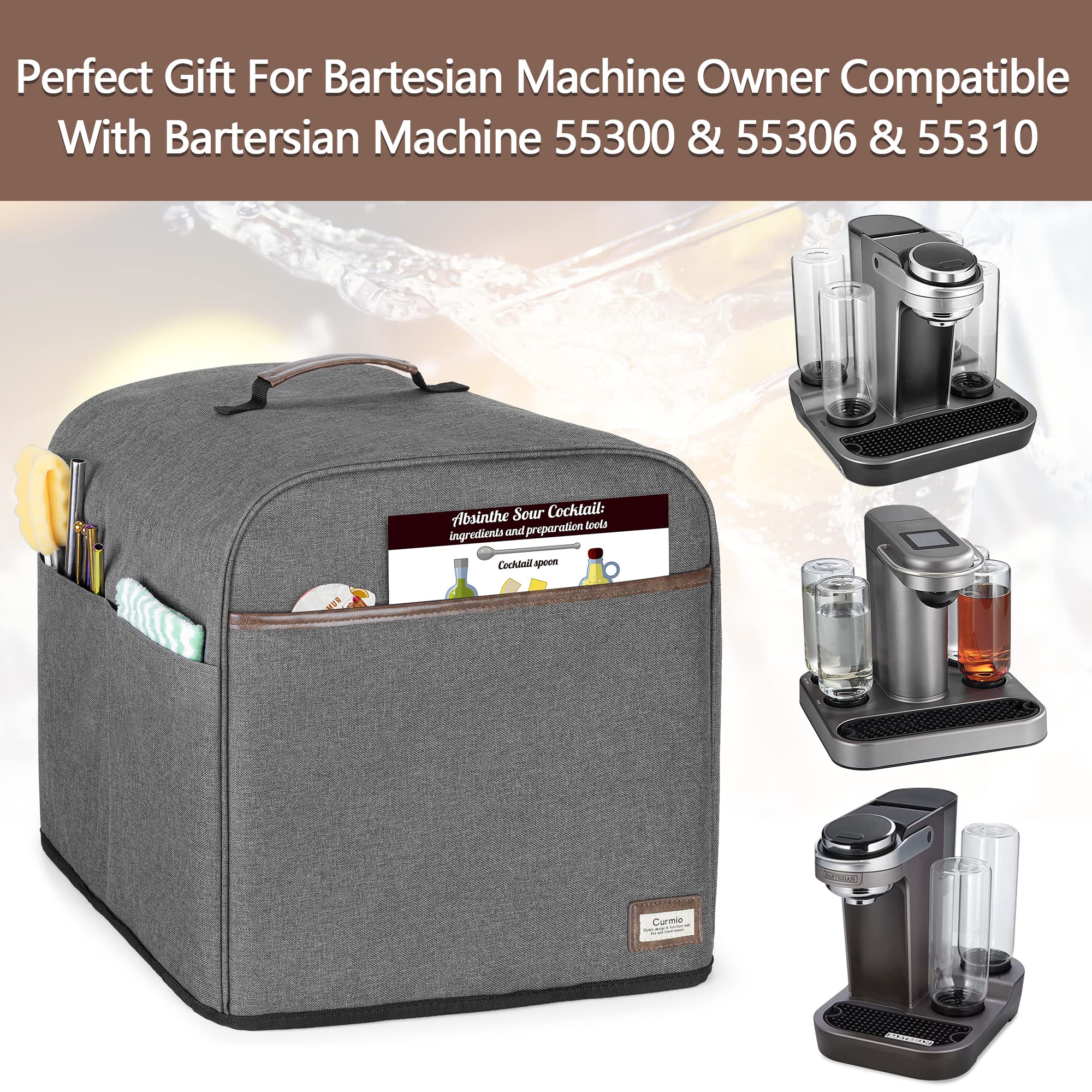 CURMIO dust cover front pocket stores capsules and guides for quick access