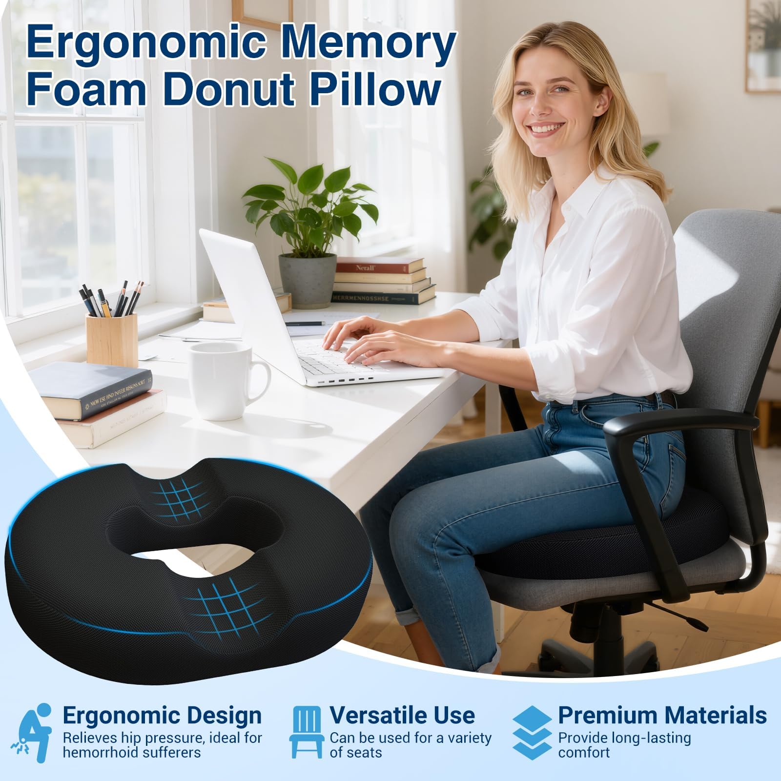 CushZone donut pillow with breathable cover keeps you cool