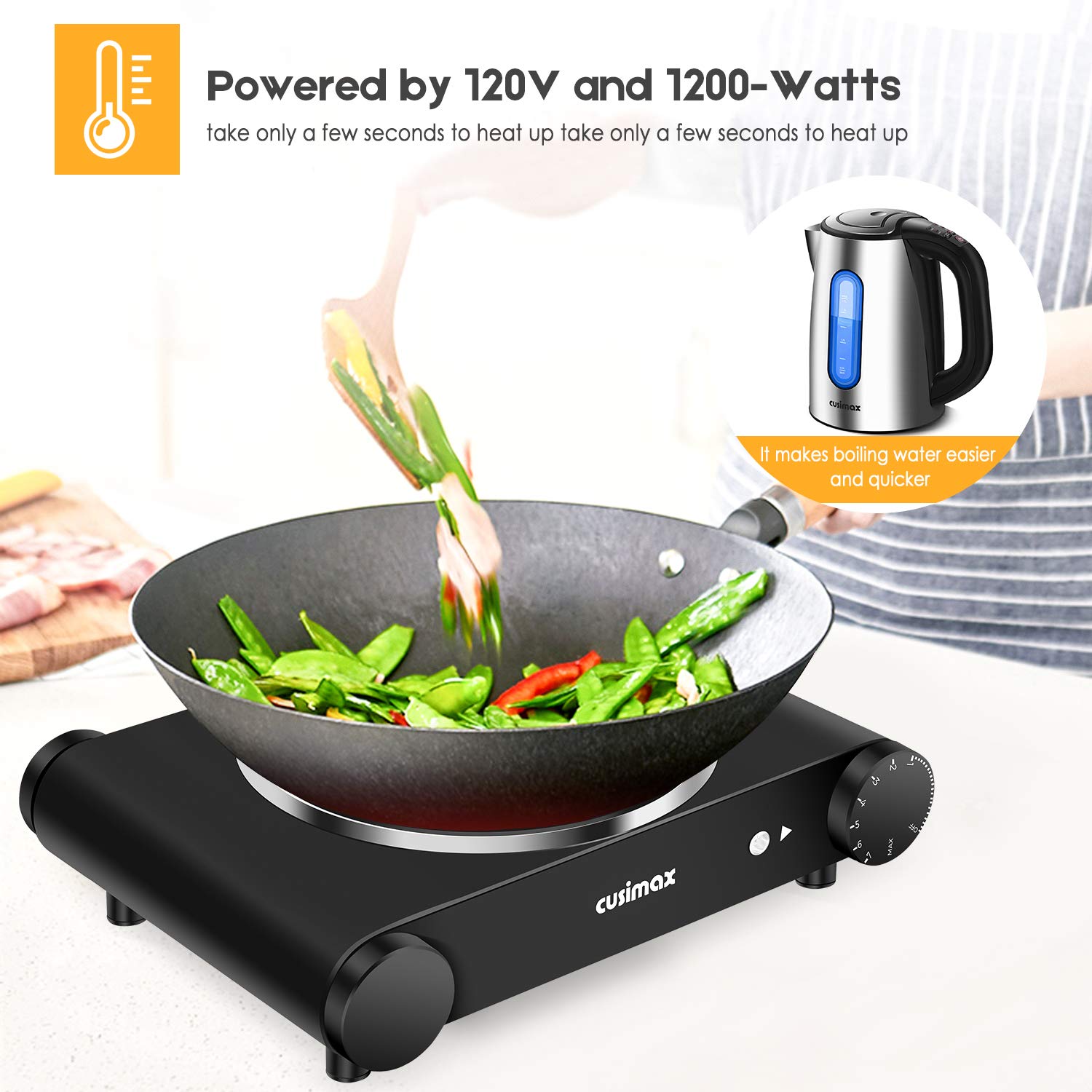Easy-clean ceramic surface wipes clean after cooking.