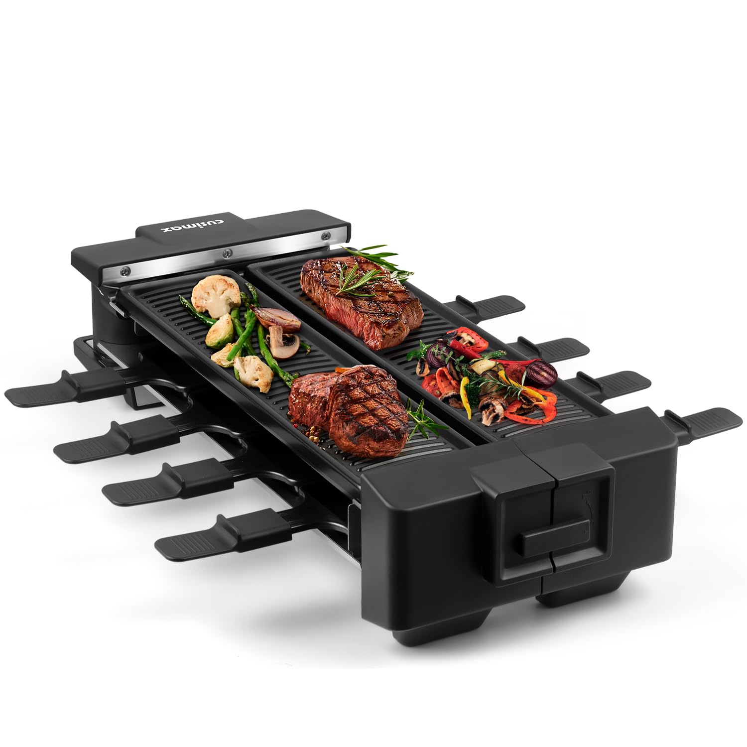 CUSIMAX Raclette Grill rotates 30 to 180 degrees for interactive dining