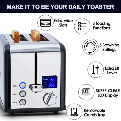 CUSIMAX toaster extra-wide slots fit thick breads for versatile breakfasts