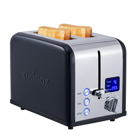 CUSIMAX toaster with front LED display shows timing for precise browning