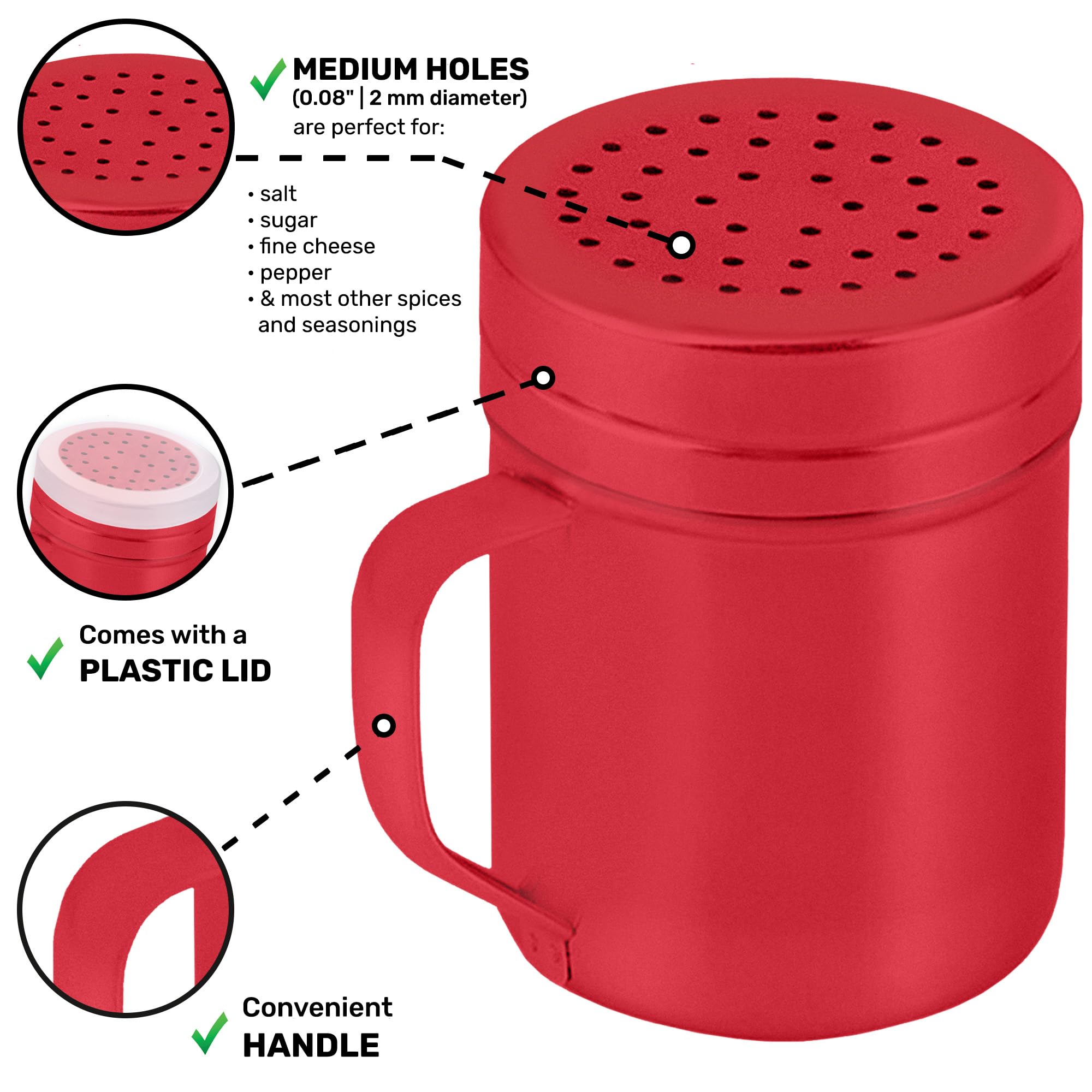 CUSINIUM red dredge with plastic cap protects spices during storage