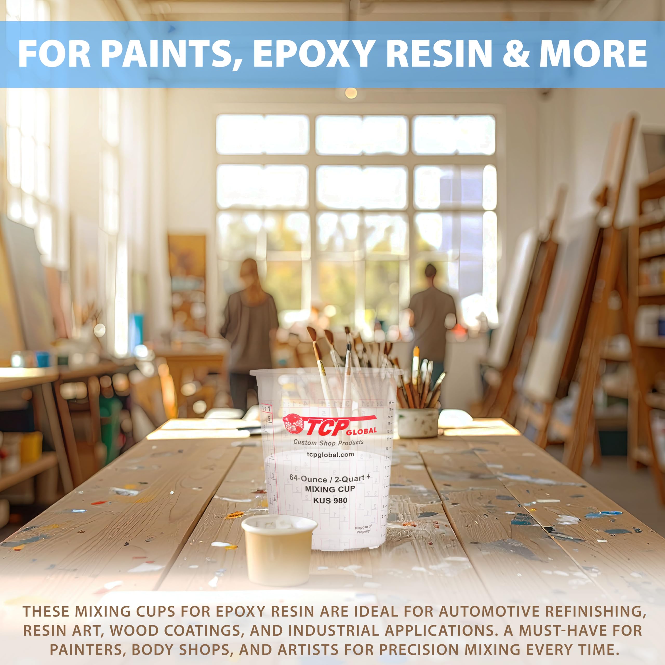 Custom Shop clear cups enable easy content visibility during mixing