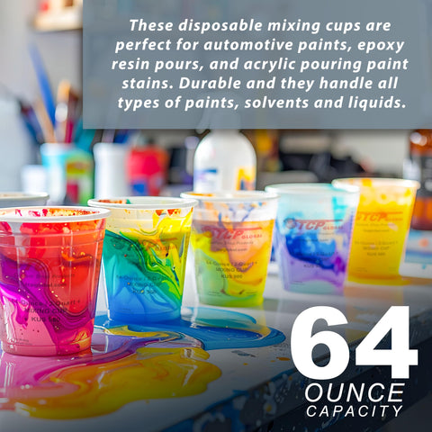 Custom Shop ratio scales on cups enable accurate epoxy resin mixing