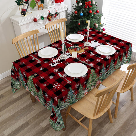 Cusugbaso water-resistant tablecloth shields your table during holiday meals.