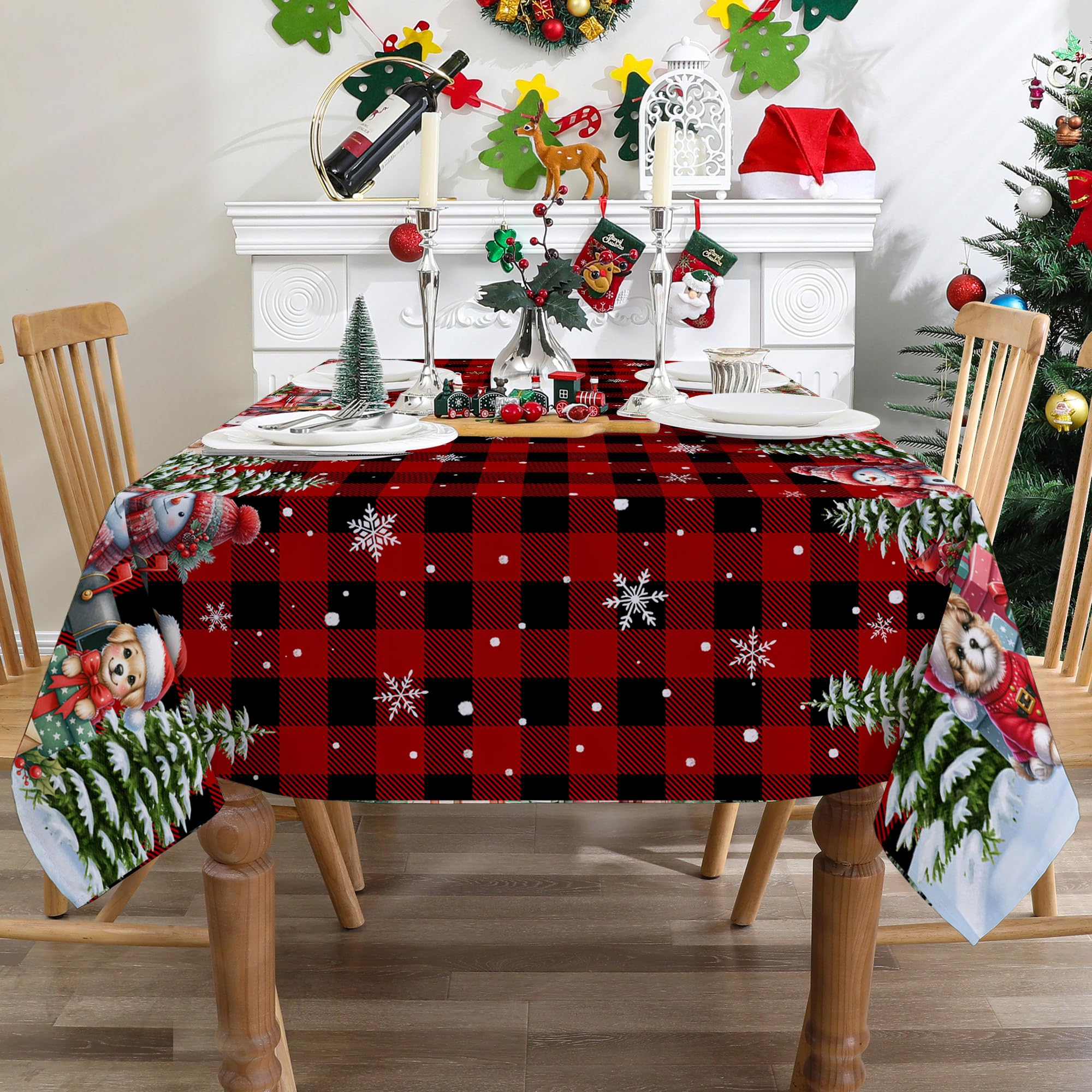 Cusugbaso original snowman pattern design tablecloth brings vivid color to tables.