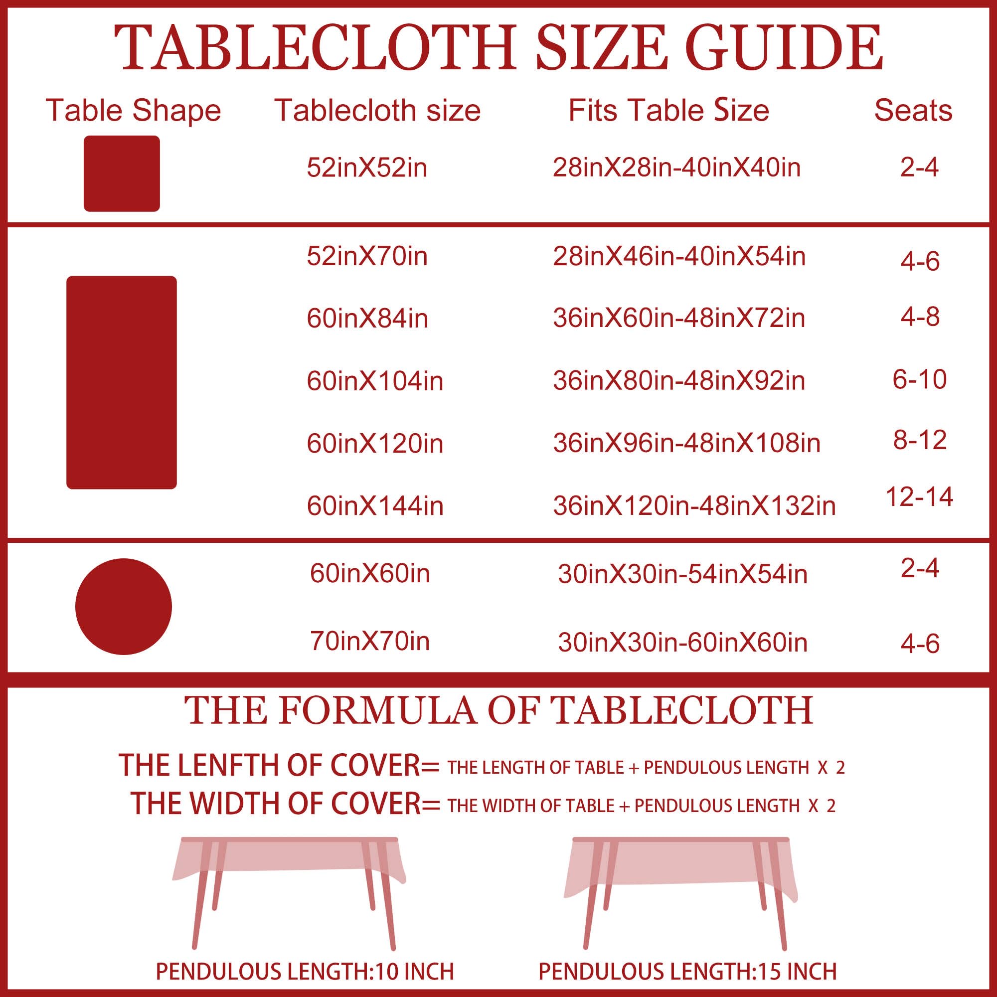 Cusugbaso 60x84 tablecloth on rectangular table for 6–8 seats.