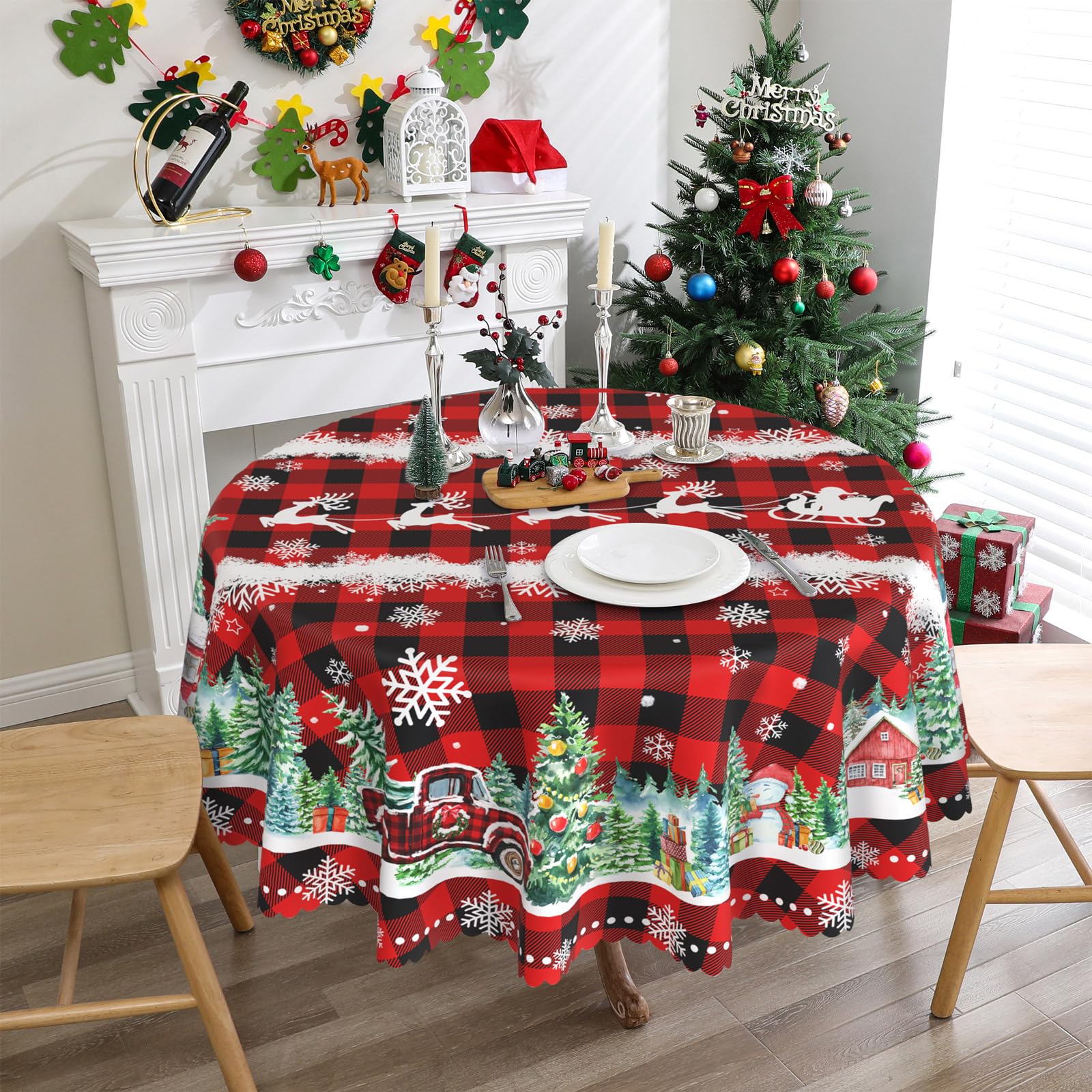 Cusugbaso water-resistant tablecloth keeps spills off the table.