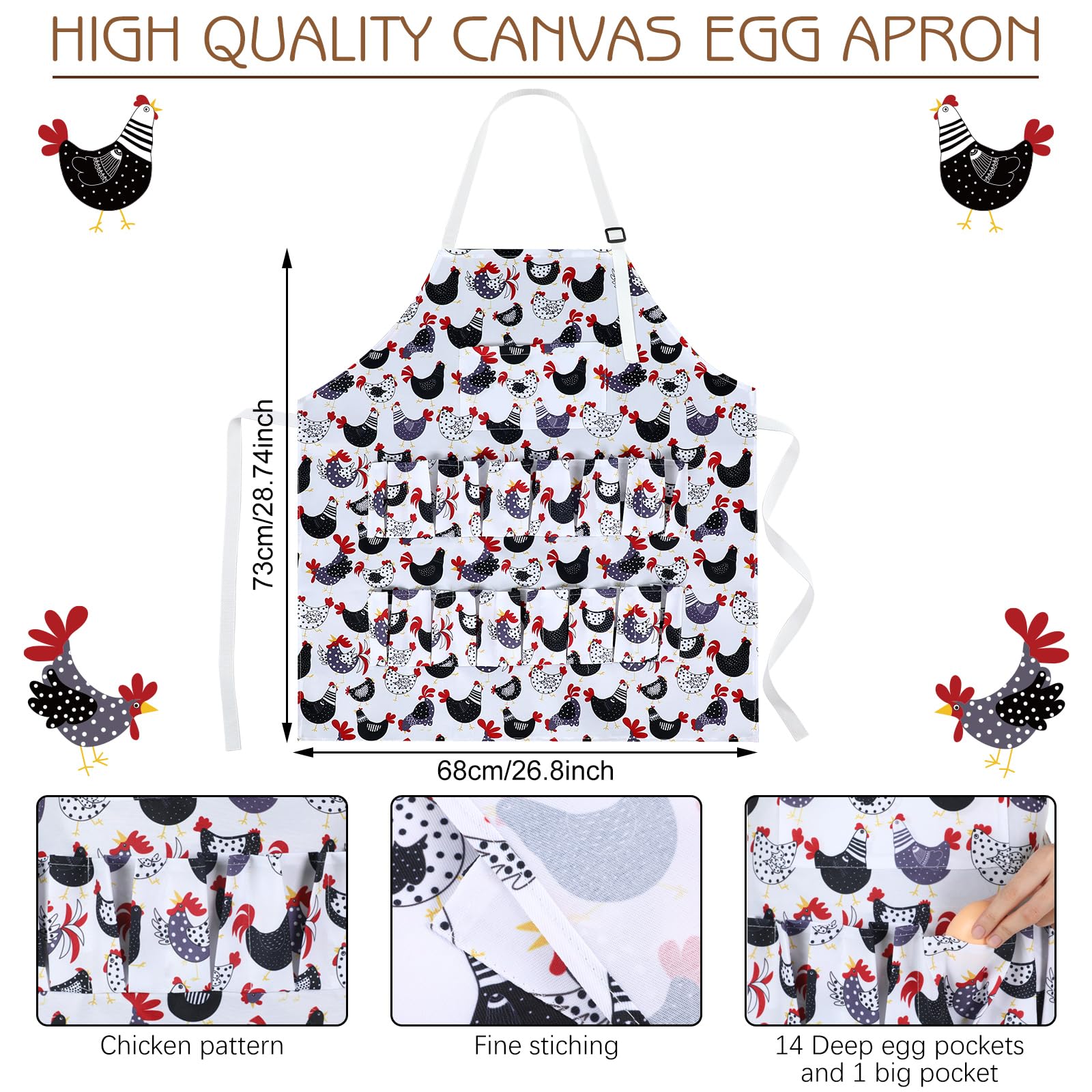 Cutecrop chicken duck goose eggs pocketed basket view highlights practical storage.