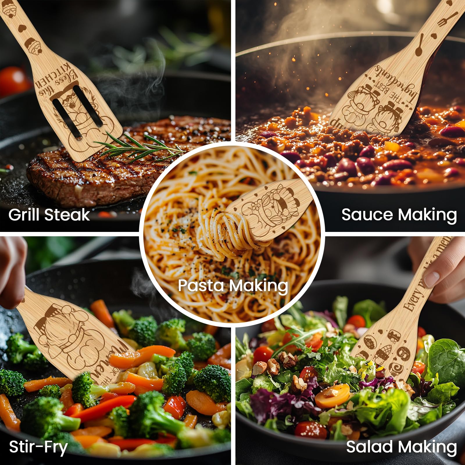 CUTHOLLOW bamboo non-toxic utensils highlighting safe, eco-friendly cooking