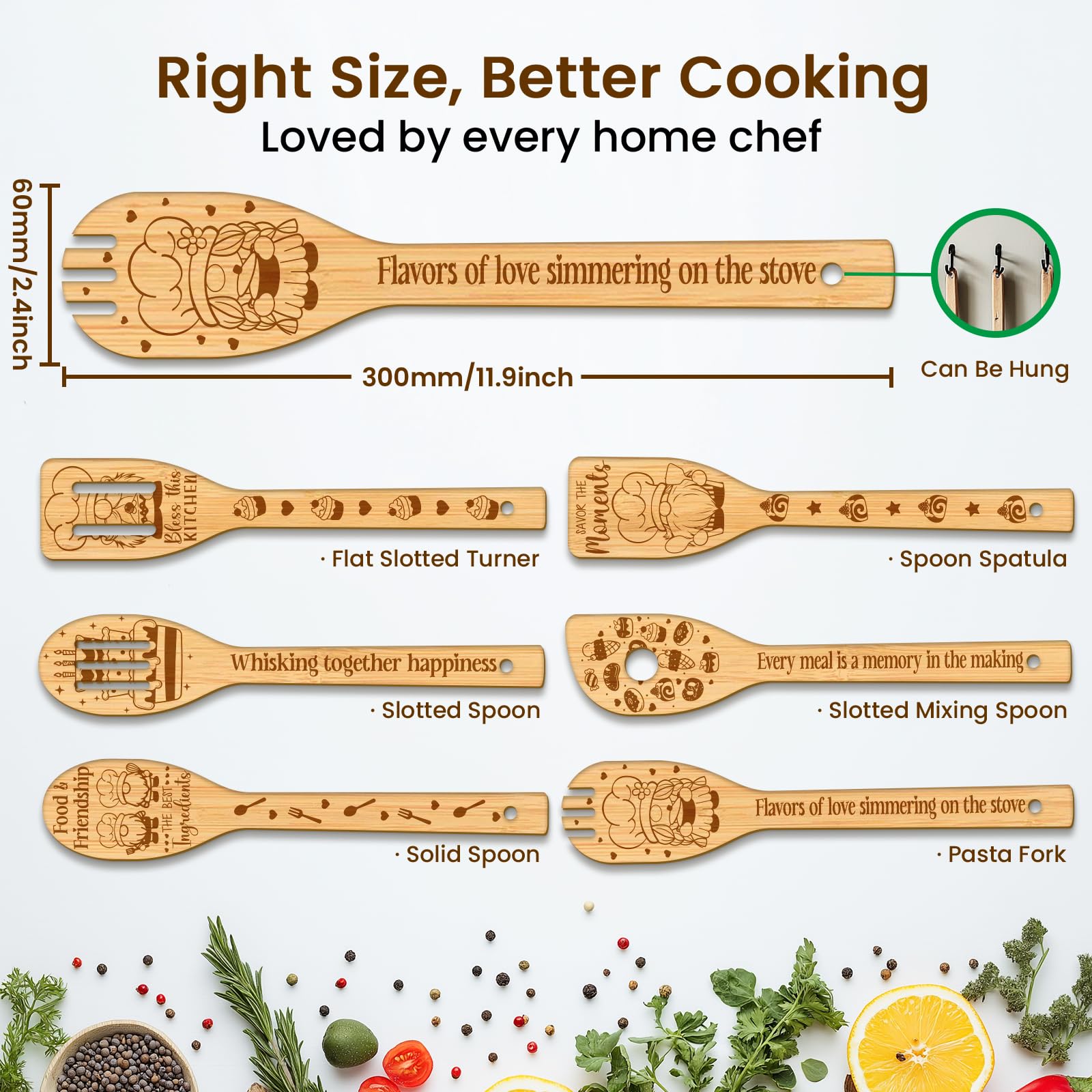 CUTHOLLOW wooden cooking spoon with a smooth finish safe for non-stick pans