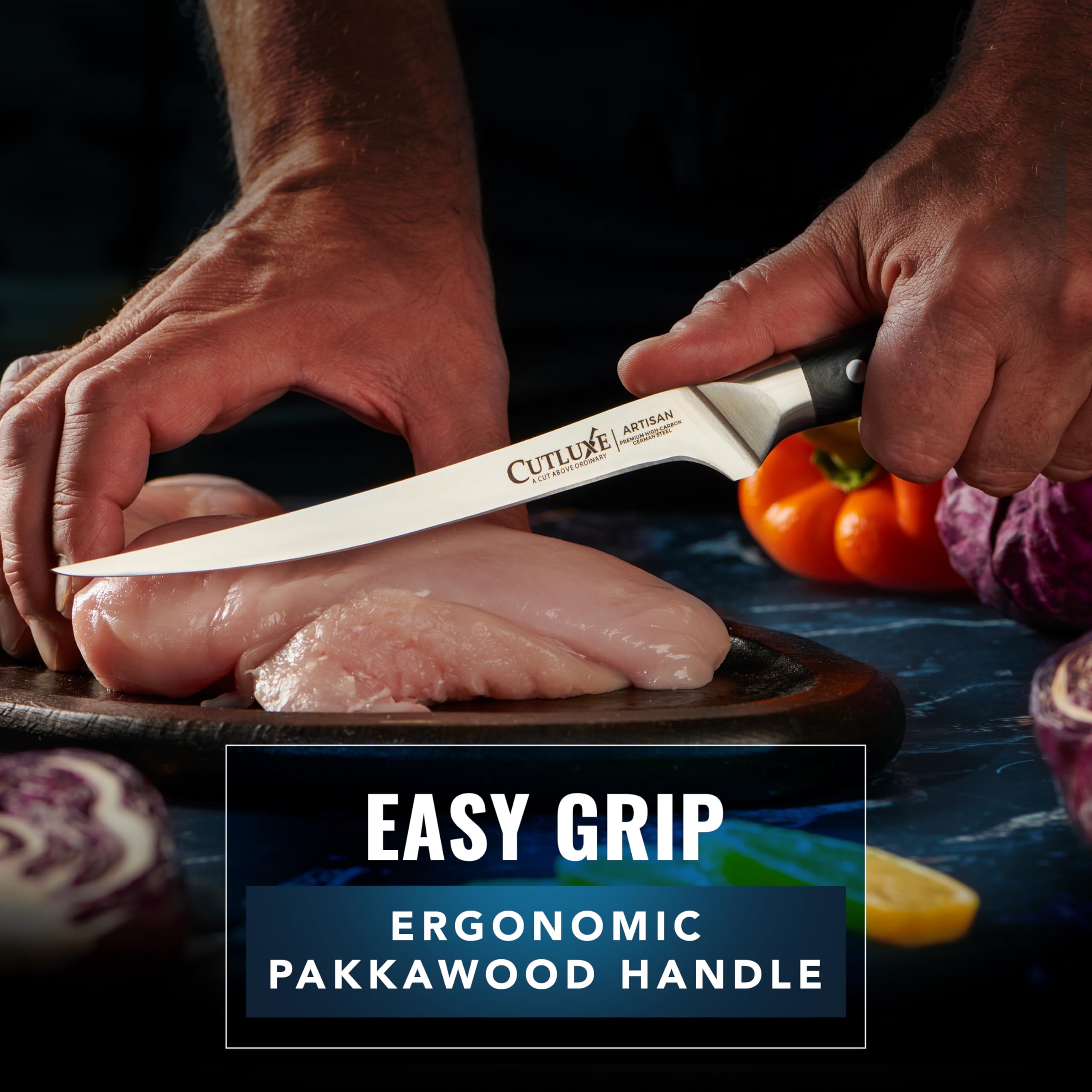 Cutluxe Artisan Series fillet knife highlighting craftsmanship and durability