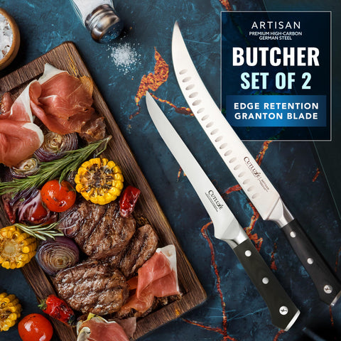 Cutluxe Artisan Series German steel blades for durable, sharp performance.