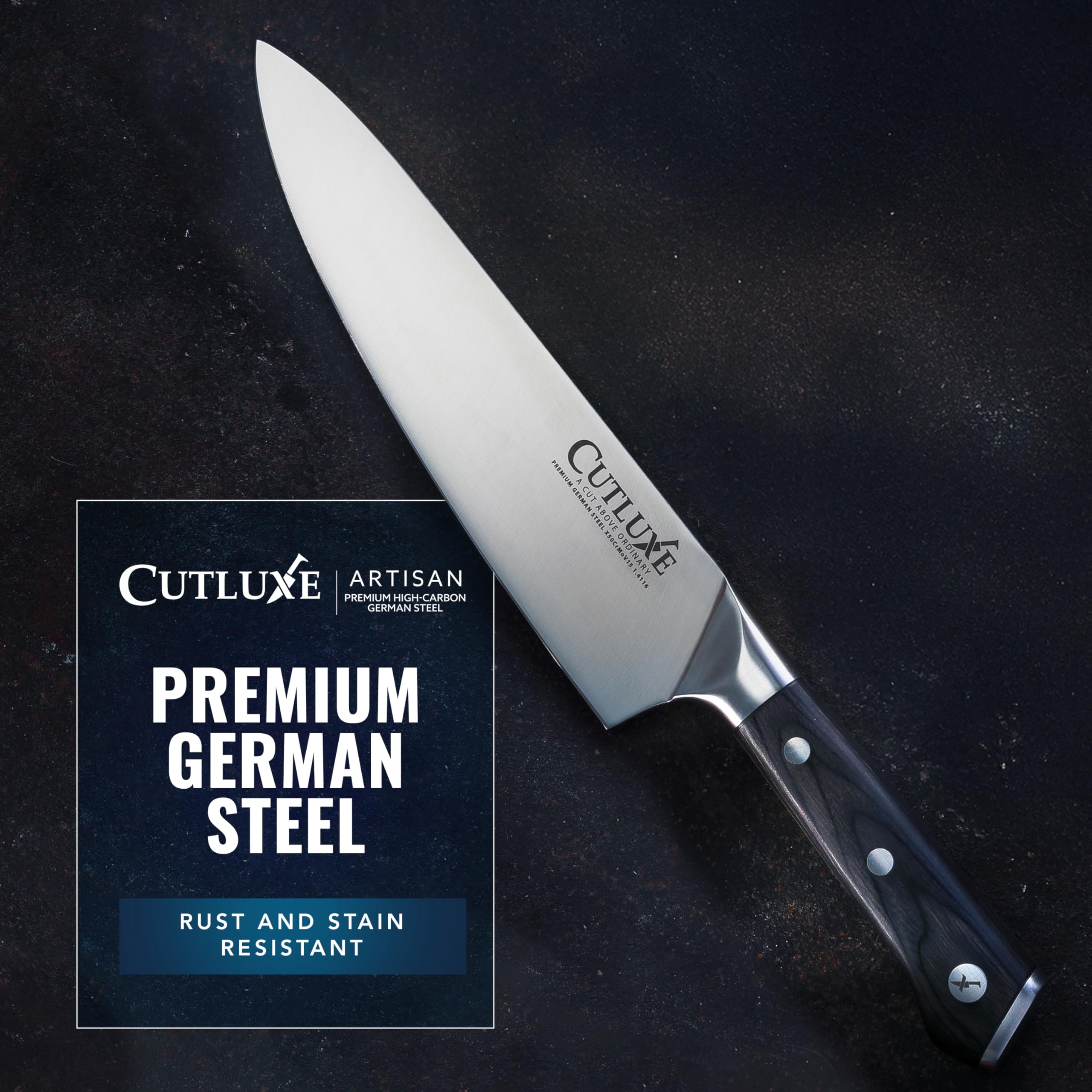 Cutluxe artisan series packaging and branding display.