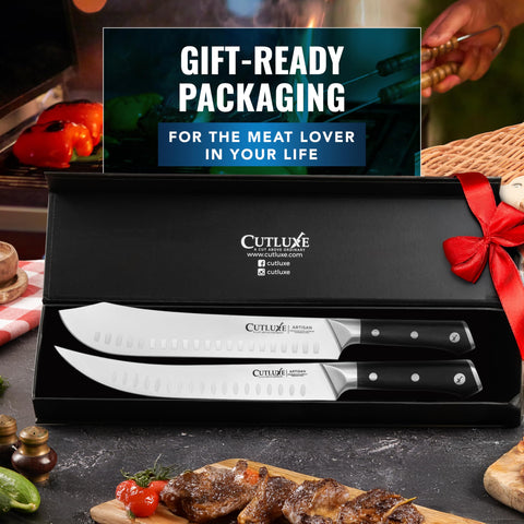 Cutluxe bbq meat prep in use for professional-grade results.