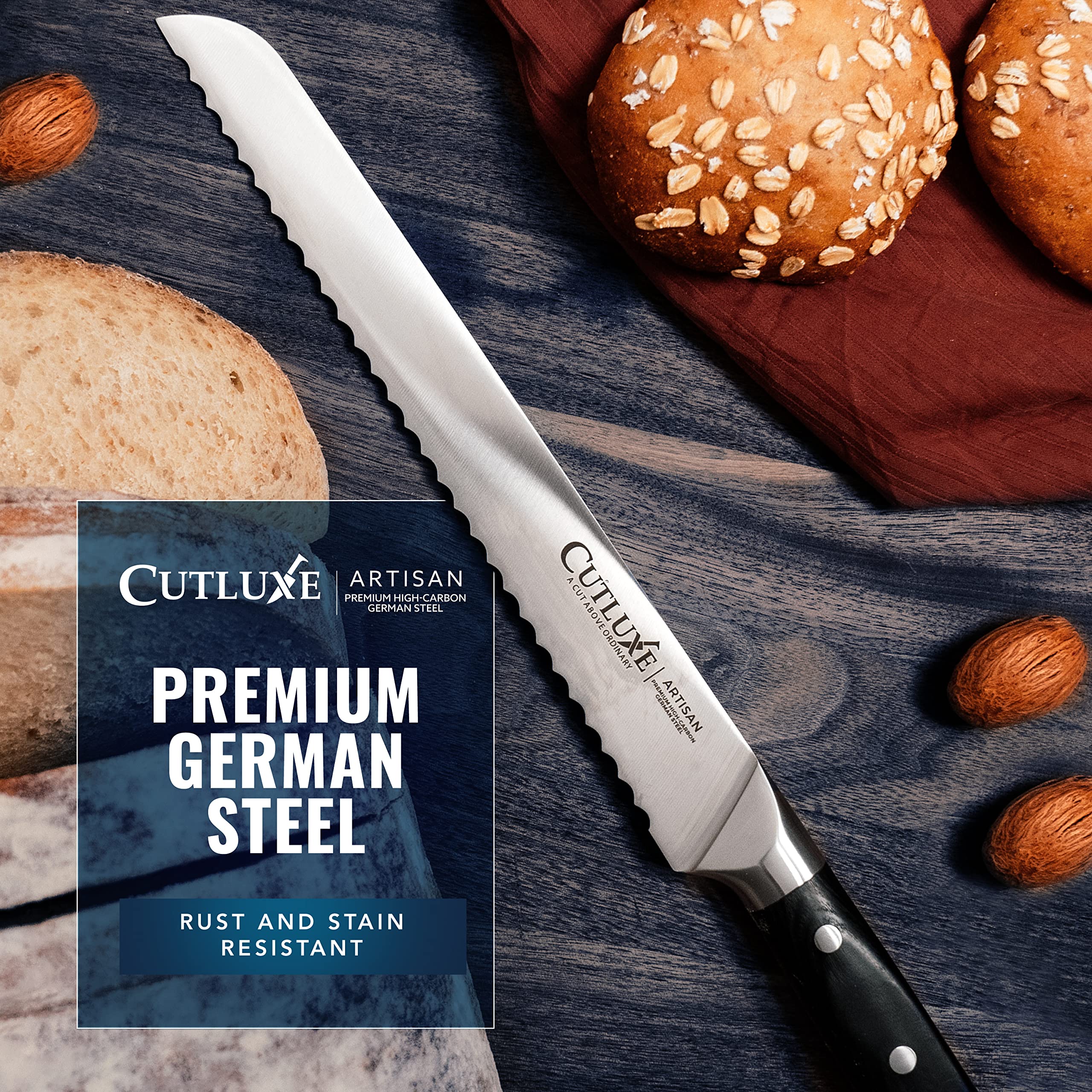 Cutluxe Bread Knife lifetime warranty signals confidence in quality and durability.