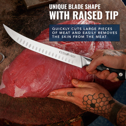 Cutluxe German steel blade demonstrates rust resistance and durability.