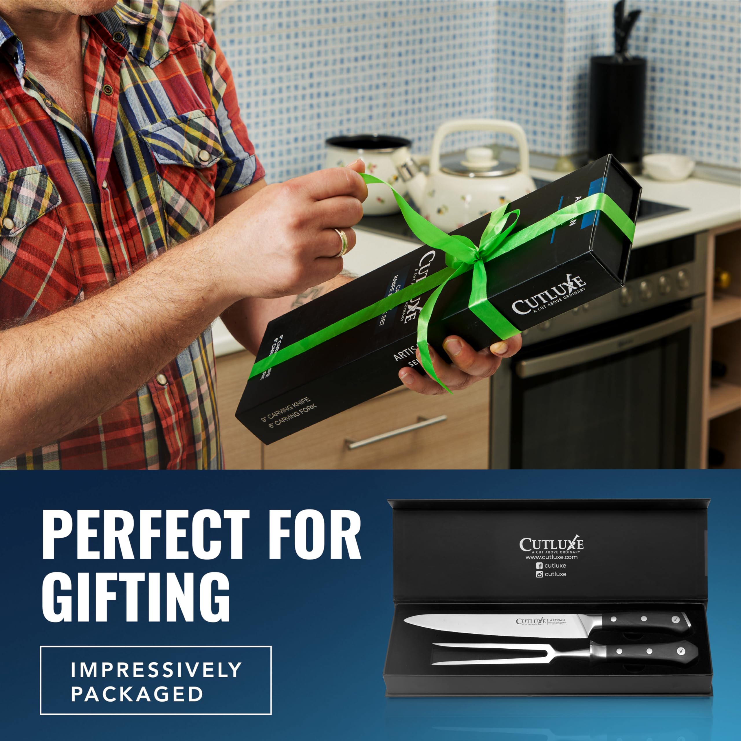 Cutluxe carving fork 6-inch for secure meat carving and serving