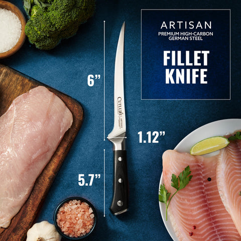 Cutluxe 7-inch fillet knife featuring razor-edge for effortless trimming