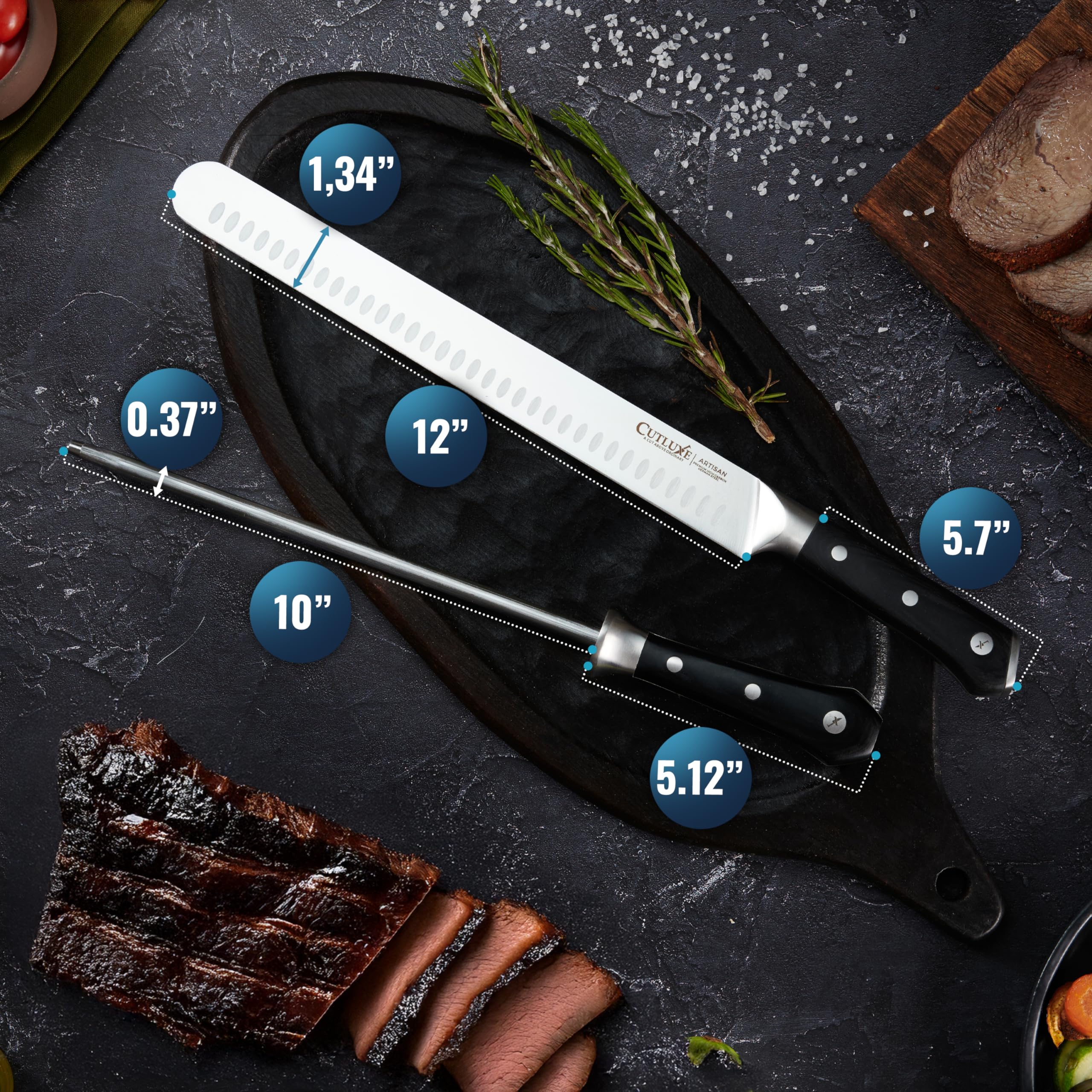 Cutluxe full-tang design delivers stability and balanced control