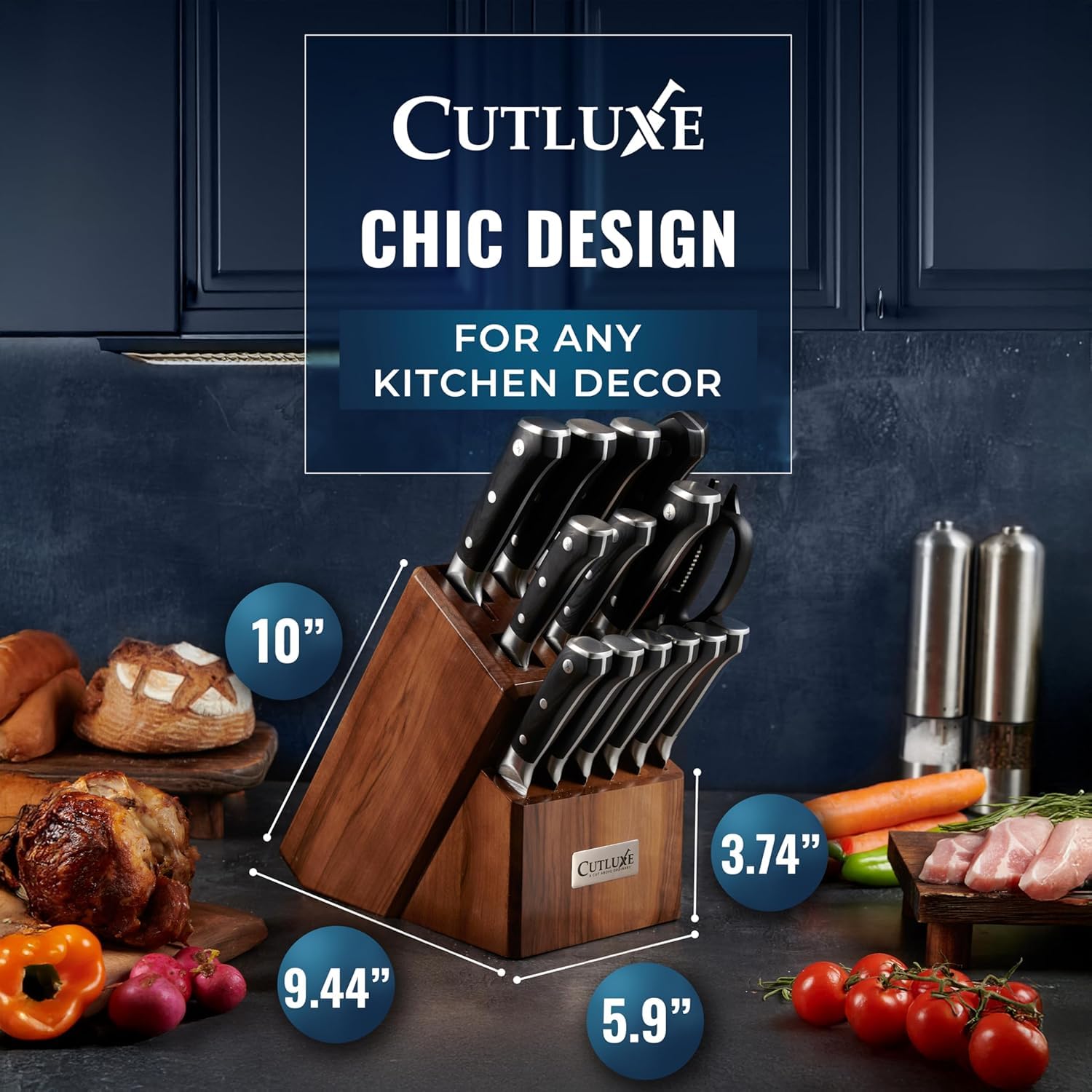 Cutluxe detachable kitchen shears with honing rod for quick trims