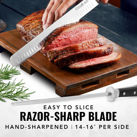 Cutluxe meat carving set with ergonomic design for comfortable use